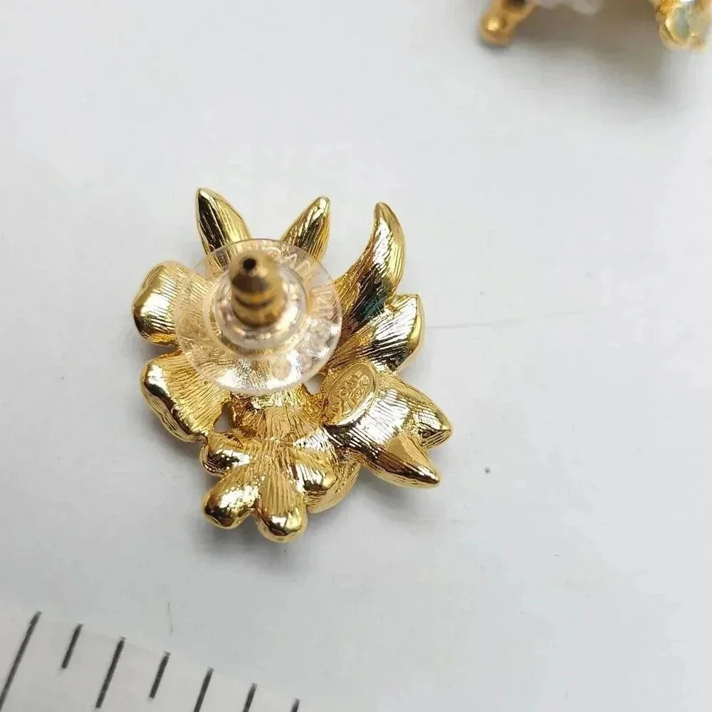 Joan Enamel Flower Post Earrings Multicolor Petals Rhinestones SPRING FLING